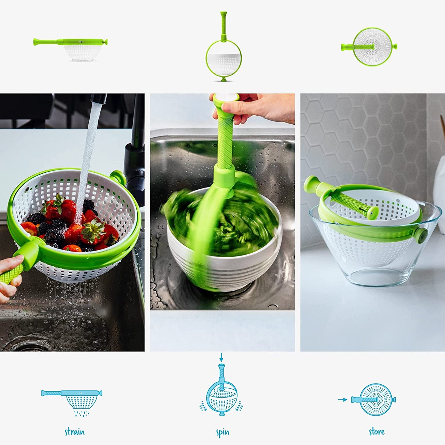 Kitchen Spinner - lava-asciuga e scola il tuo cibo senza stress