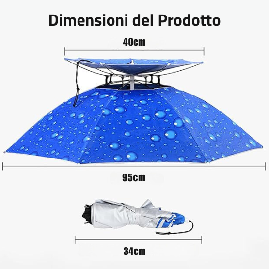 Ombrello cappello - contro pioggia e sole cocente