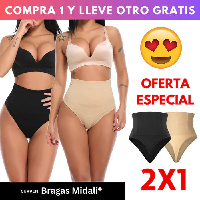 set 2 perizomi vita alta modellanti nero +beige