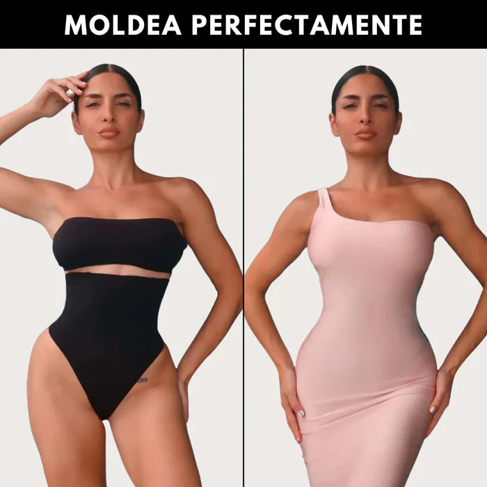 set 2 perizomi vita alta modellanti nero +beige