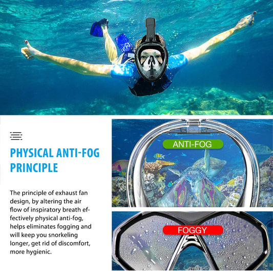Maschera da snorkeling, 180° Panoramica con aggancio per gopro